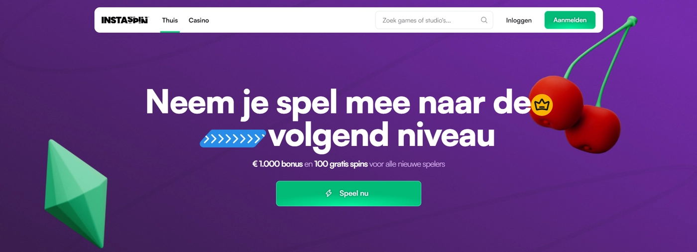 Hoofdpagina van Insta Spin Casino